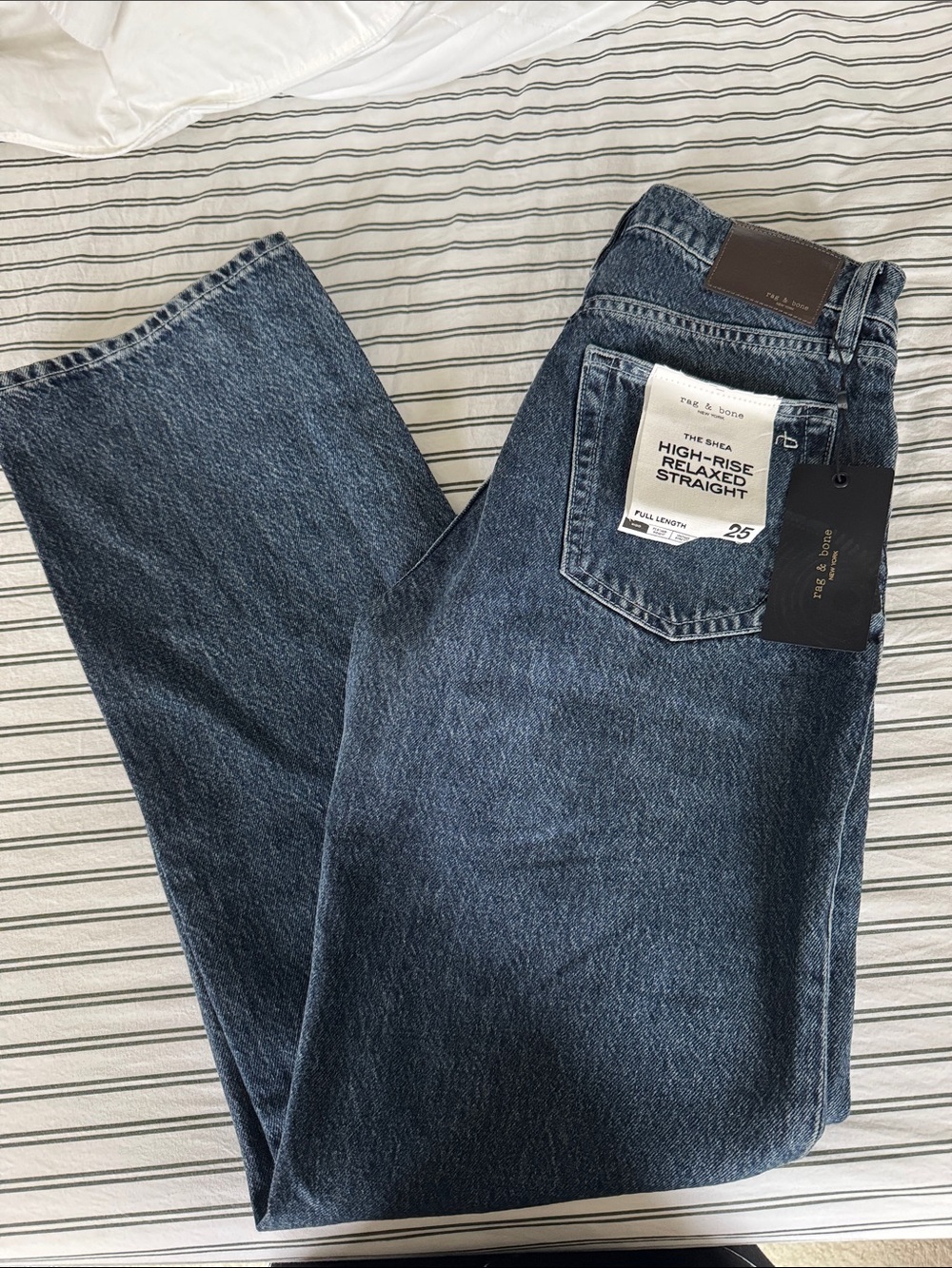 rag & bone Dark Blue High-Rise The Shea Relaxed Straight Jeans